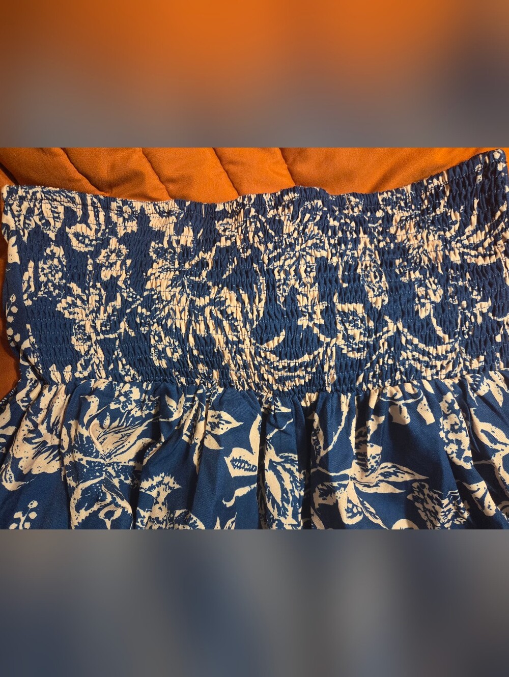 Blue Floral Strapless Maxi Dress Size L 8-10 Boho Beach Resort Summer NWT - Picture 7 of 7